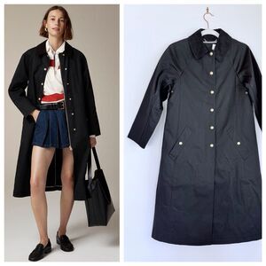NWT J.Crew Women's Petite Long Barn Jacket in Black Waxed Cotton Twill Size XXSP